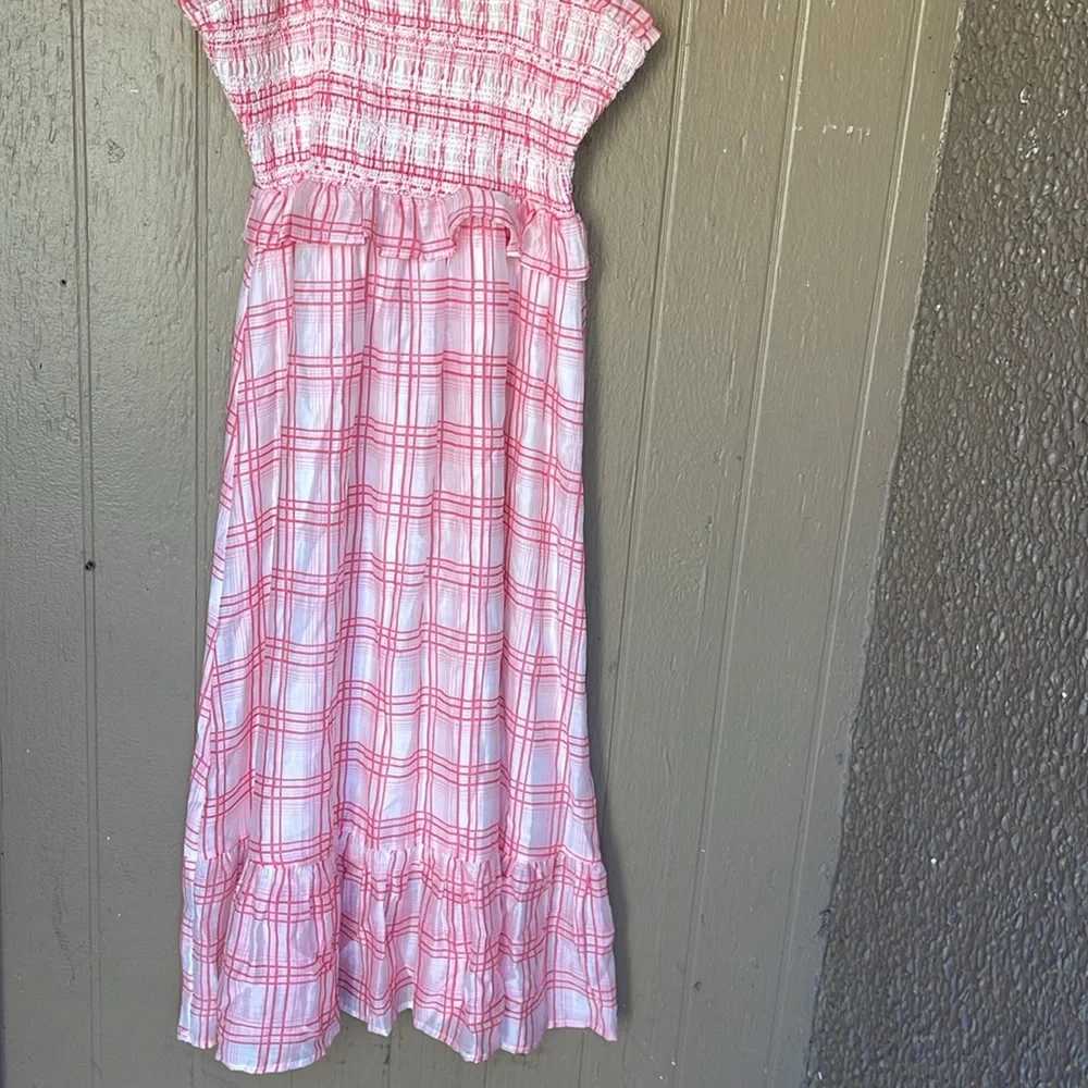 English Factory plaid ruffle midi dress in red - Picture 6 of 10